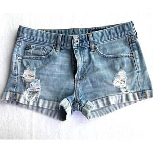 USA Made AG Adriano Goldschmied Cuffed Destroyed Distressed Denim Shorts 27
